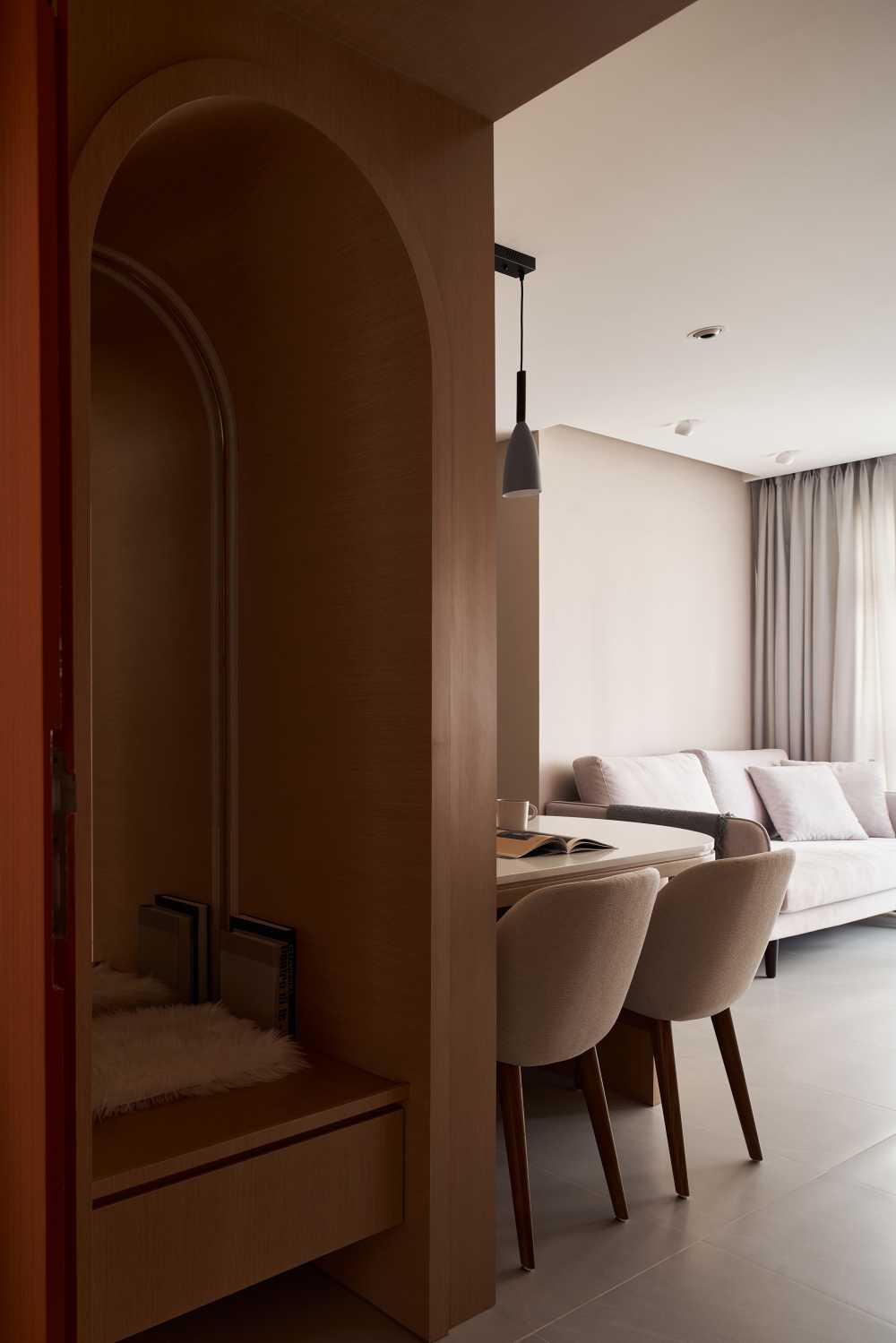 Scandinavian Foyer with Mirror and Artwork