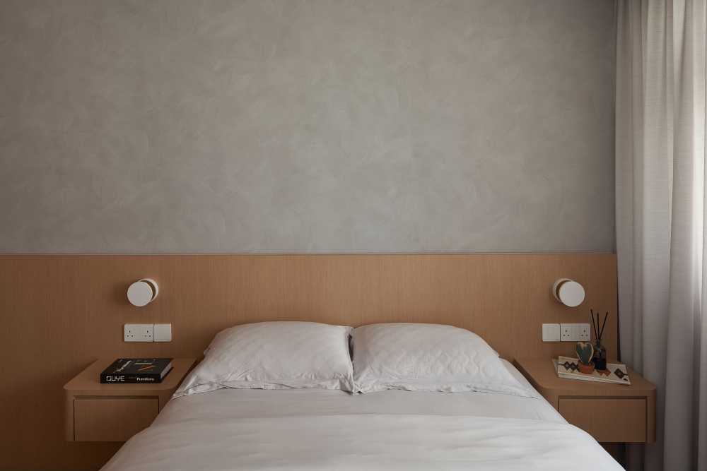 Scandinavian Bedroom with Bedside Table and Queen Bed