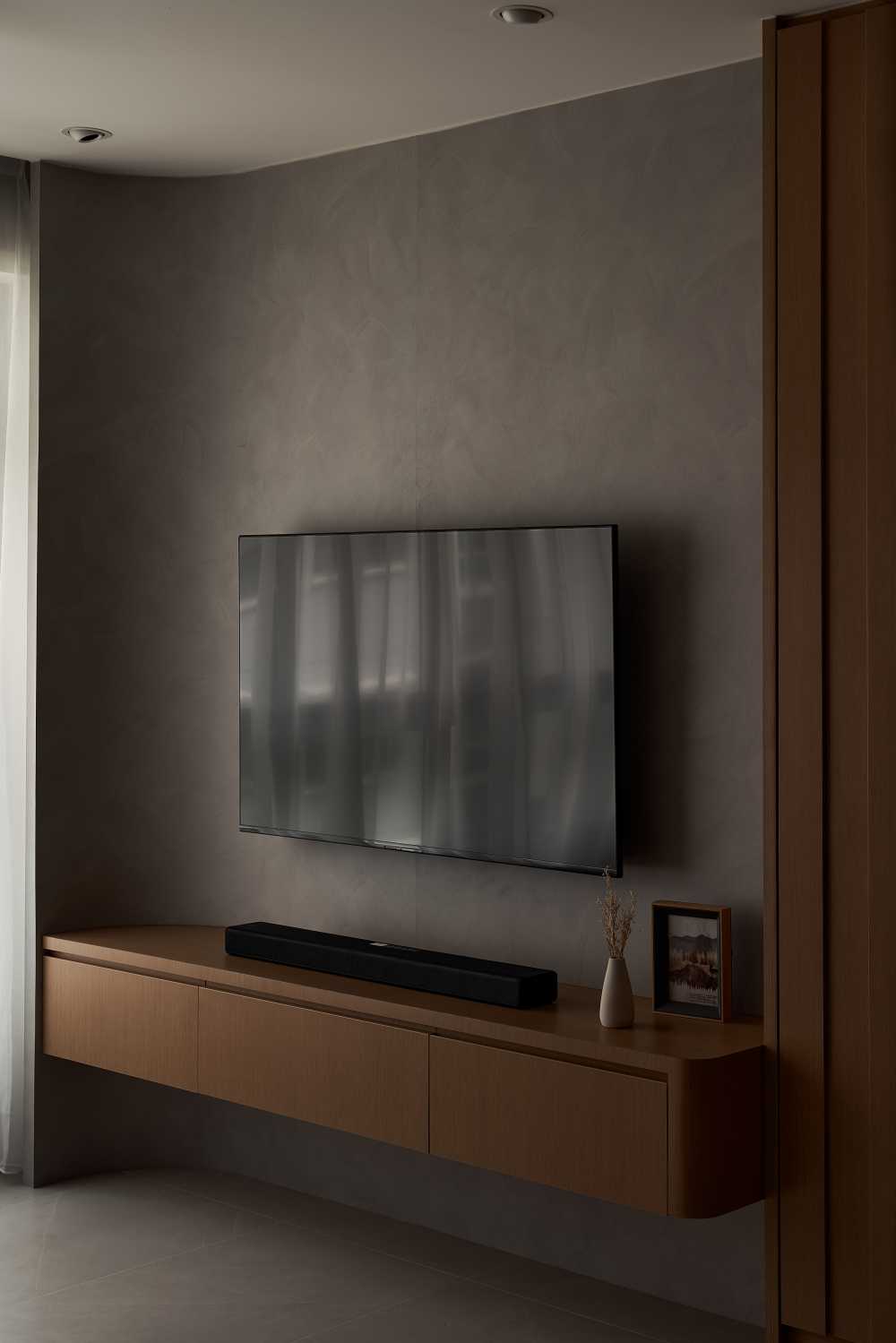Scandinavian Living Room with TV Console and TV