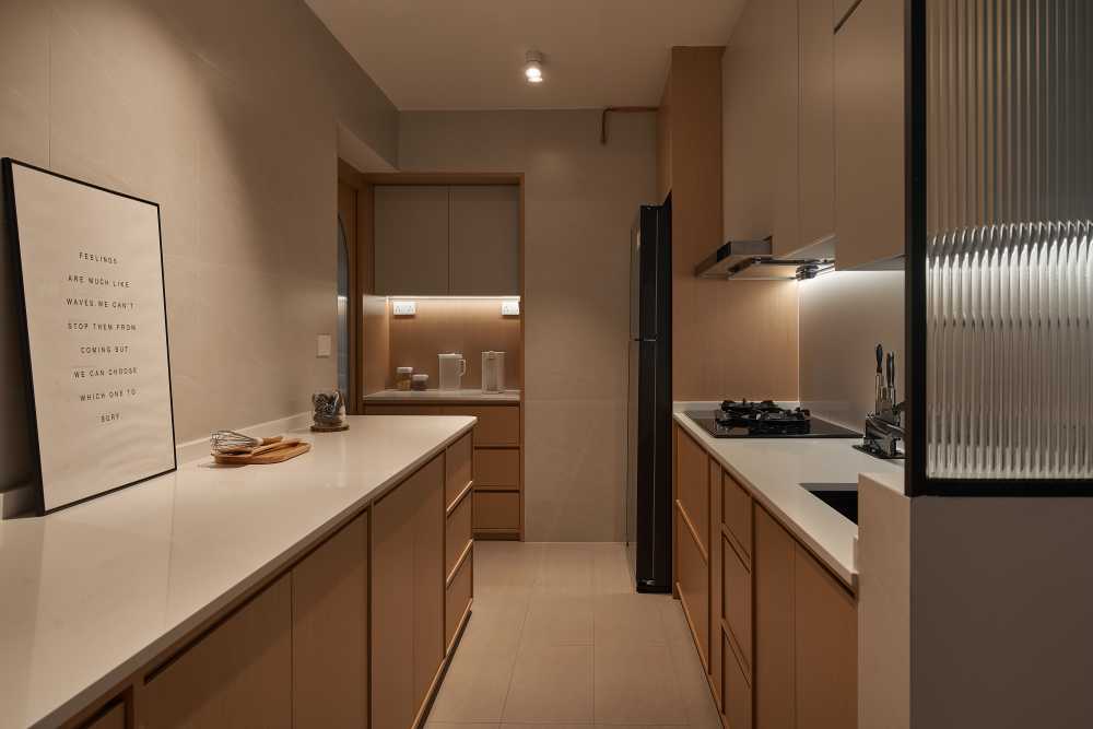 Scandinavian Kitchen with Countertop and Breakfast Counter