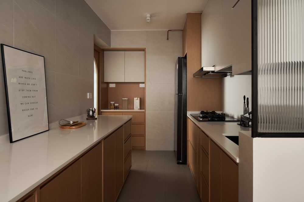 Scandinavian Kitchen with Countertop and Kitchen Island