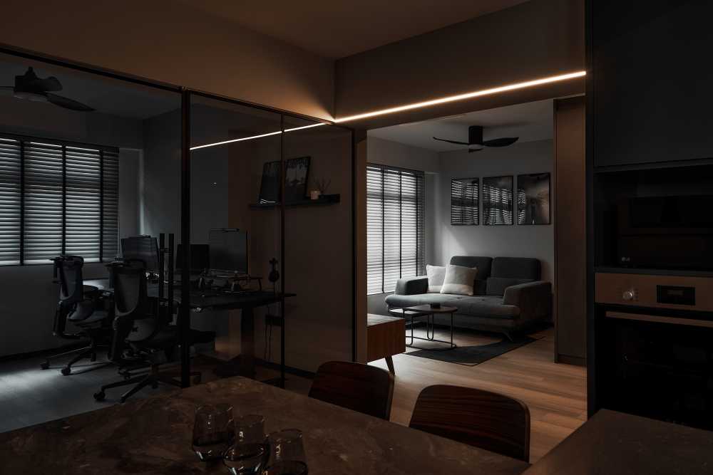 Modern Living Room with Sofa and Dining Table