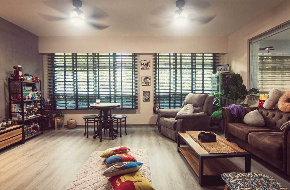 Industrial Living Room with Feature Wall and Coffee Table