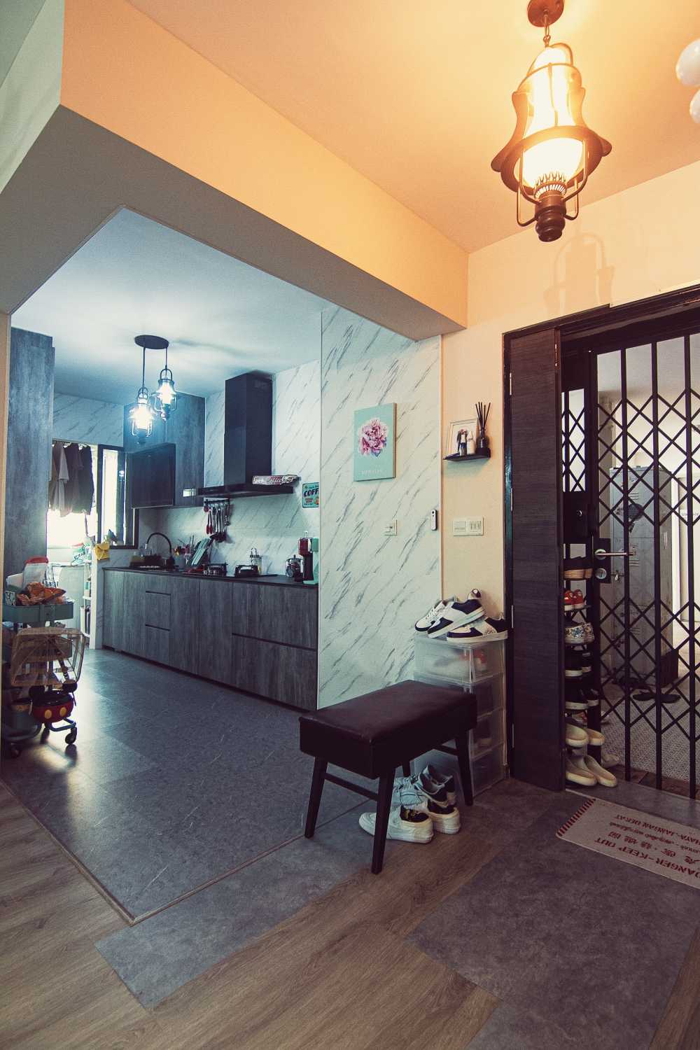Industrial Kitchen with Countertop and Vinyl Flooring