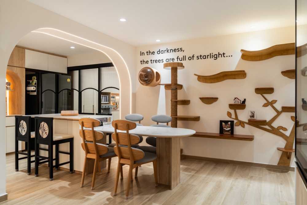 Modern Dining Room with Drop Light and Cove Lighting