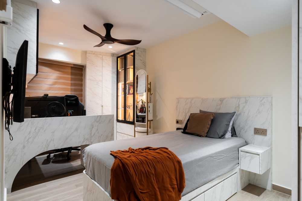 Modern Bedroom with Built-in Bed and Bedside Table