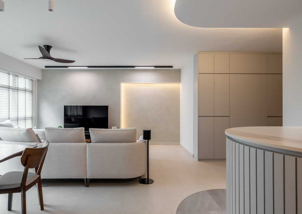 Modern Living Room with Downlights and Sofa