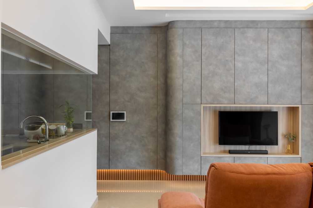 Modern Living Room with TV Console and Feature Wall