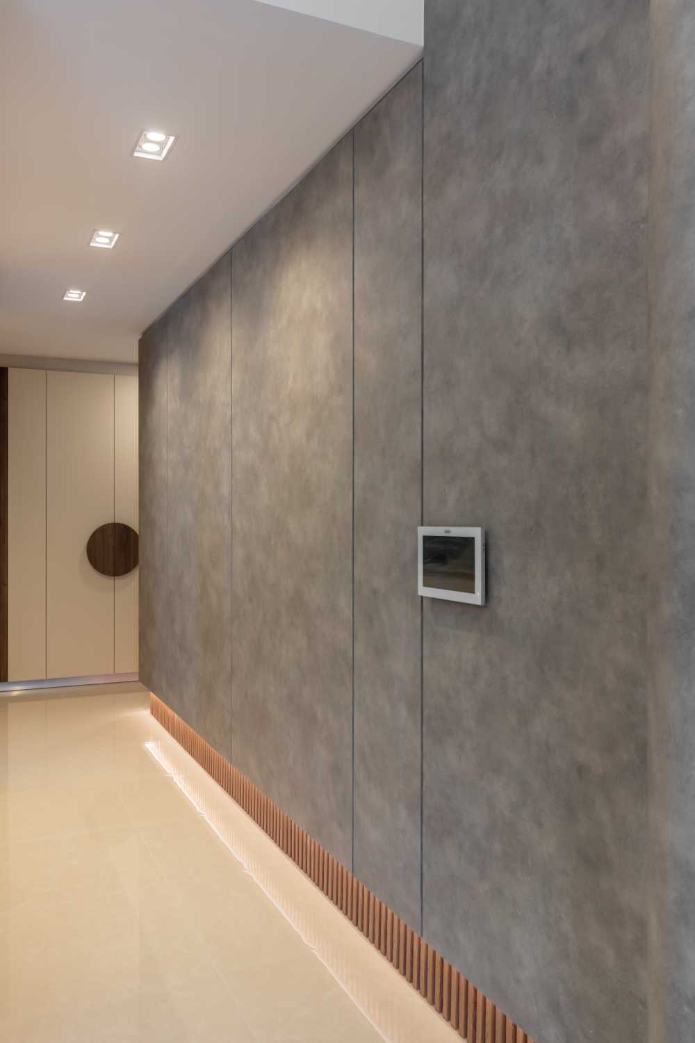 Modern Hallway with Feature Wall and Flooring