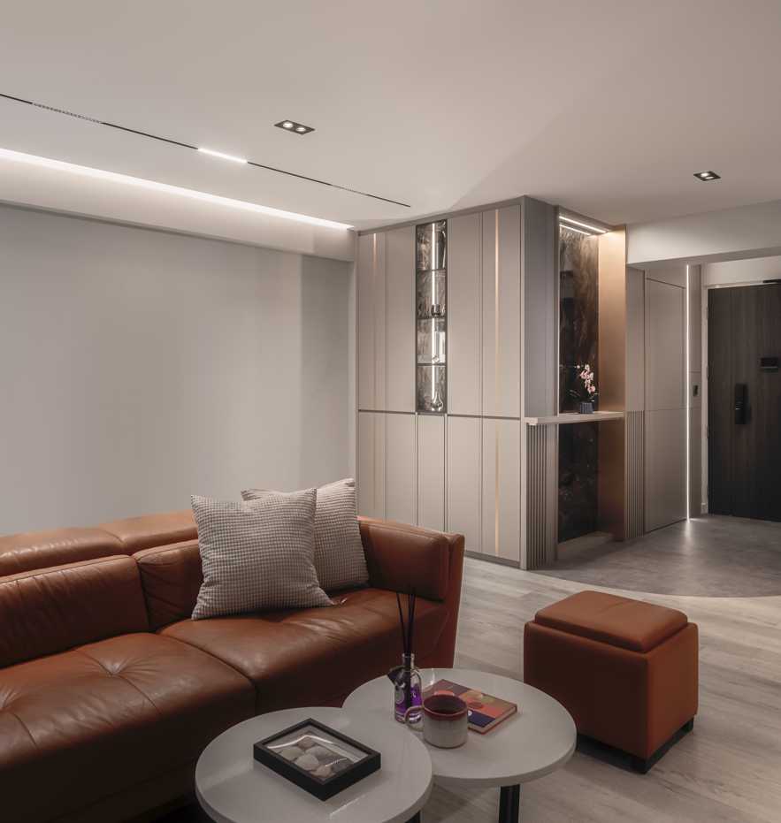 Contemporary Living Room with Sofa and Storage Cabinets