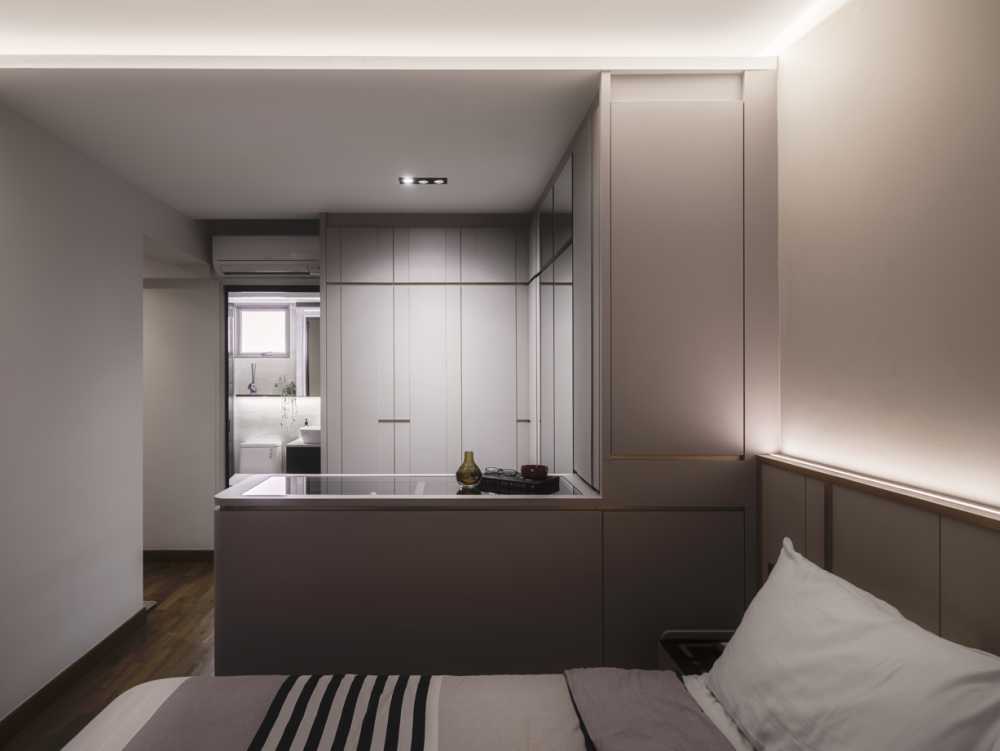 Contemporary Bedroom with Bedside Table and Storage Cabinets