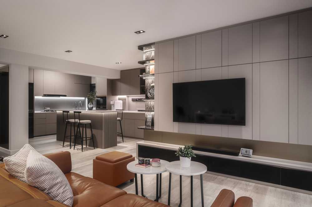 Contemporary Living Room with TV Console and Sofa