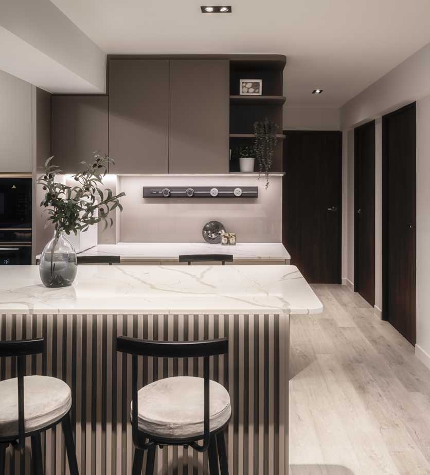 Contemporary Dining Room with Dining Chairs and Storage Cabinets