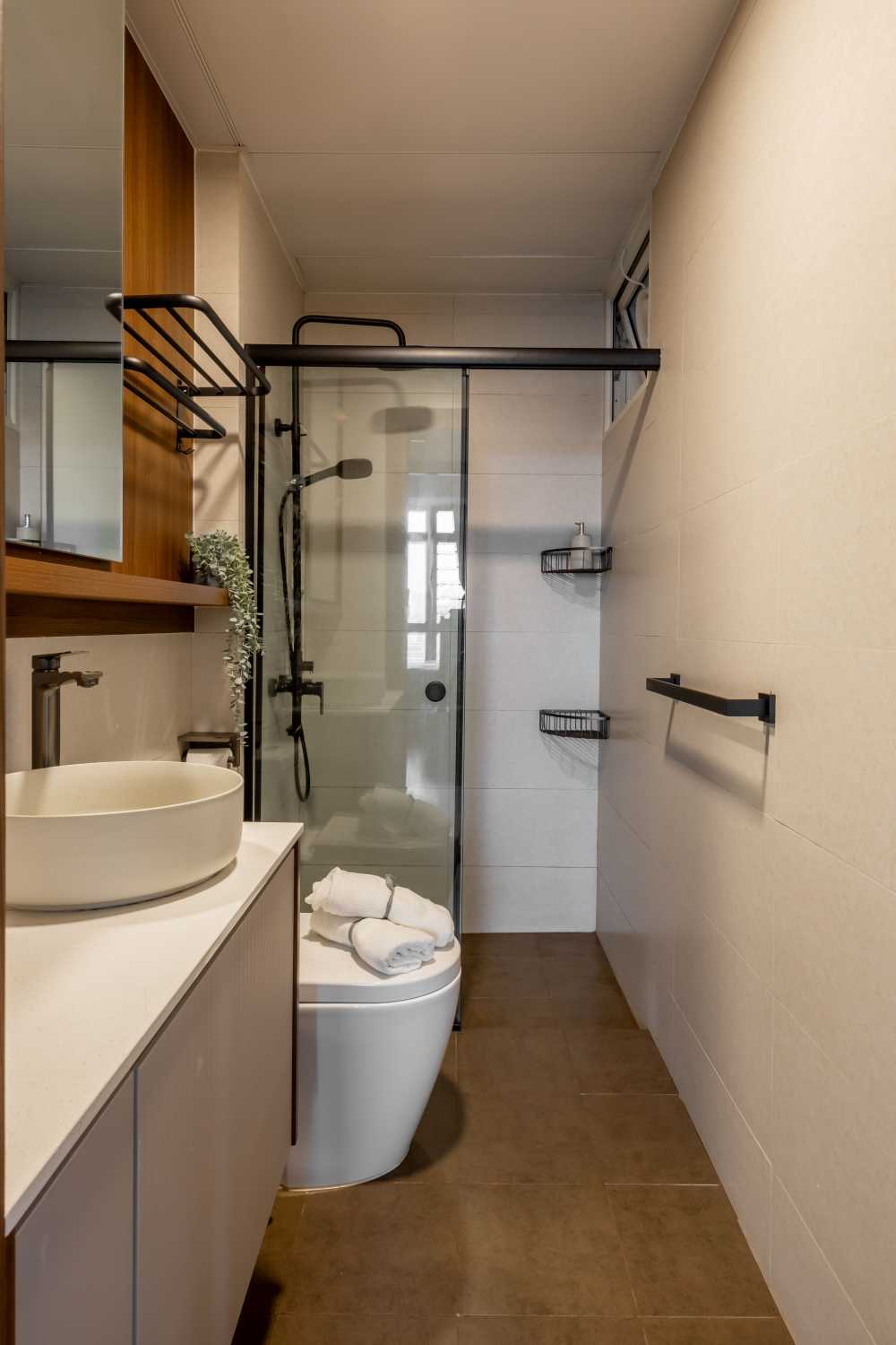 Modern Bathroom with Mirror and Shower Screen