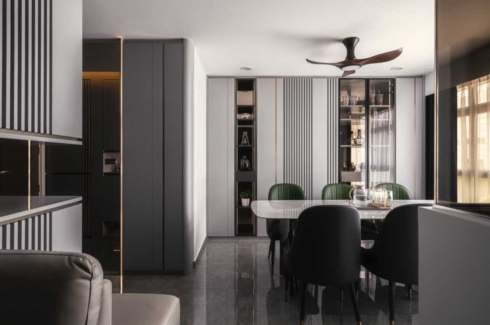Contemporary Dining Room with Dining Table and Dining Chairs