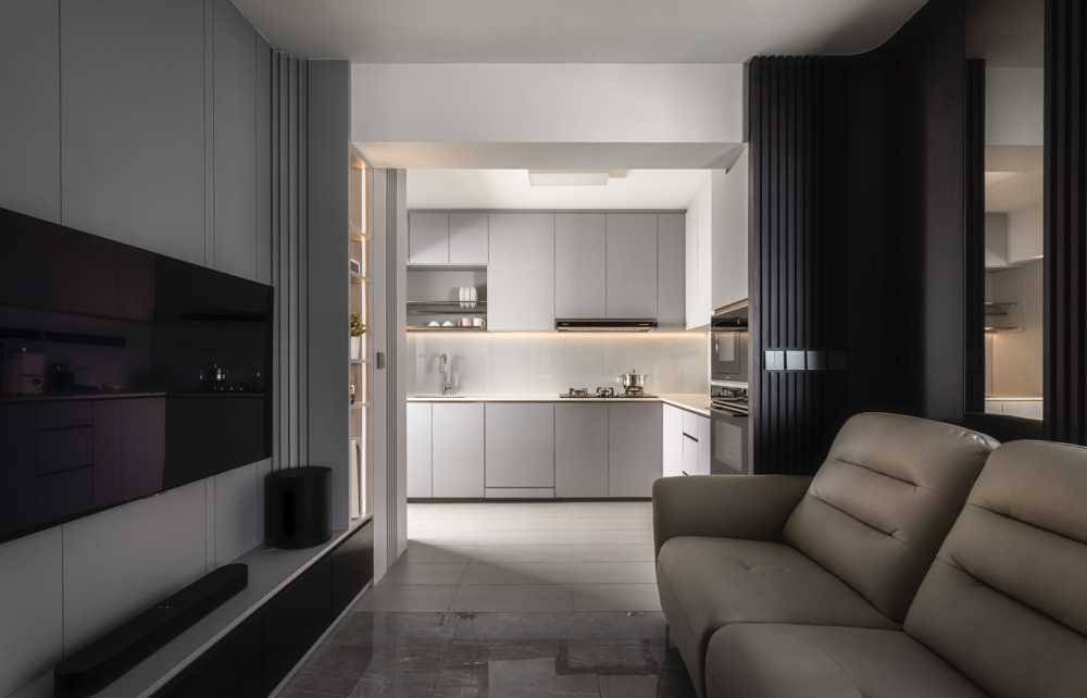 Contemporary Living Room with TV Console and Sofa