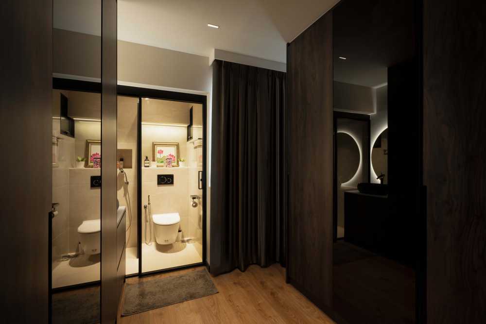 Contemporary Bedroom with Vinyl Flooring and Ceiling Light