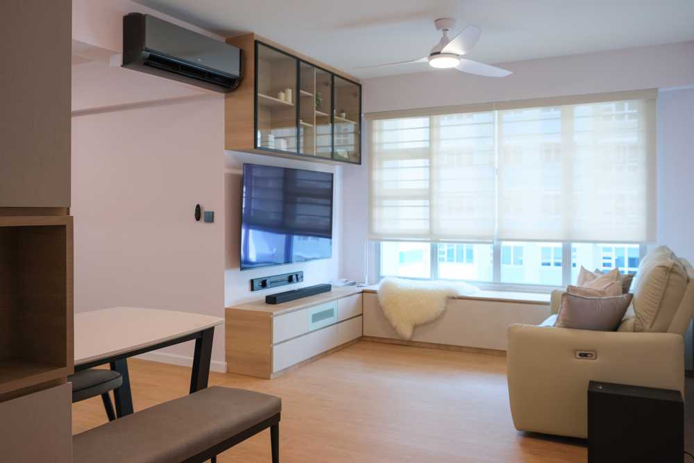 Contemporary Living Room with Settee and Vinyl Flooring