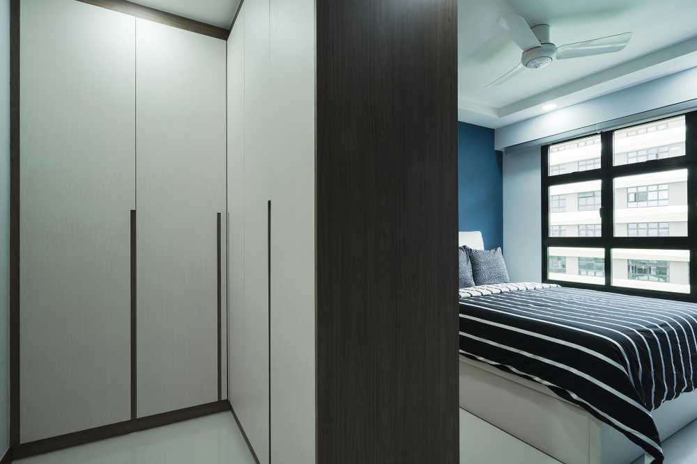 Contemporary Bedroom with Wardrobe and Downlights