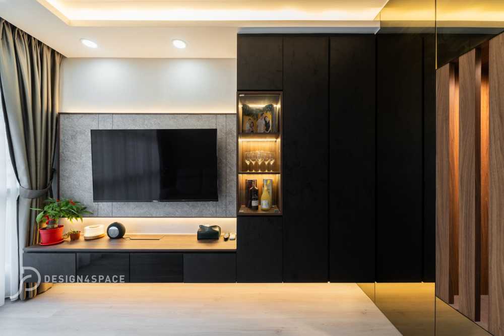 Modern Living Room with TV Console and Sofa