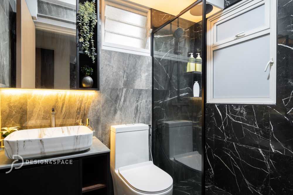 Modern Bathroom with Vinyl Flooring and Mirror