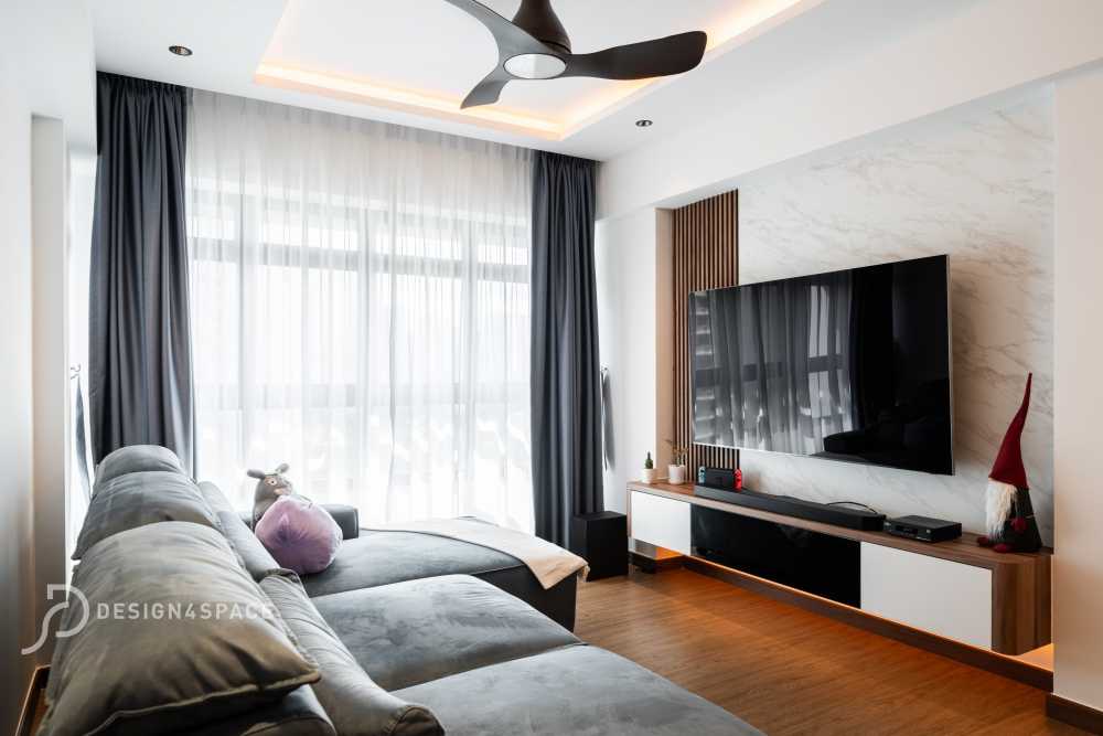 Contemporary Living Room with TV Console and Sofa