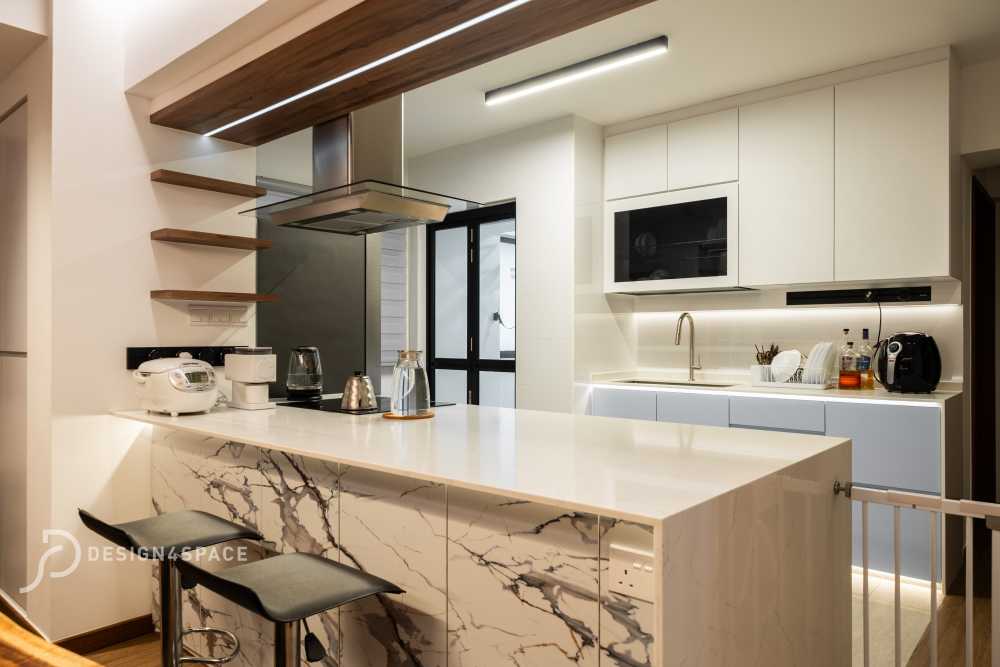 Contemporary Kitchen with Vinyl Flooring and Kitchen Window