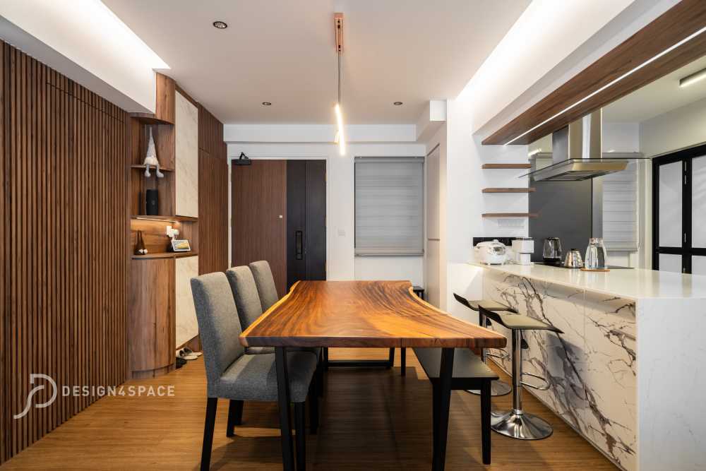 Contemporary Dining Room with Cove Lighting and Dining Table