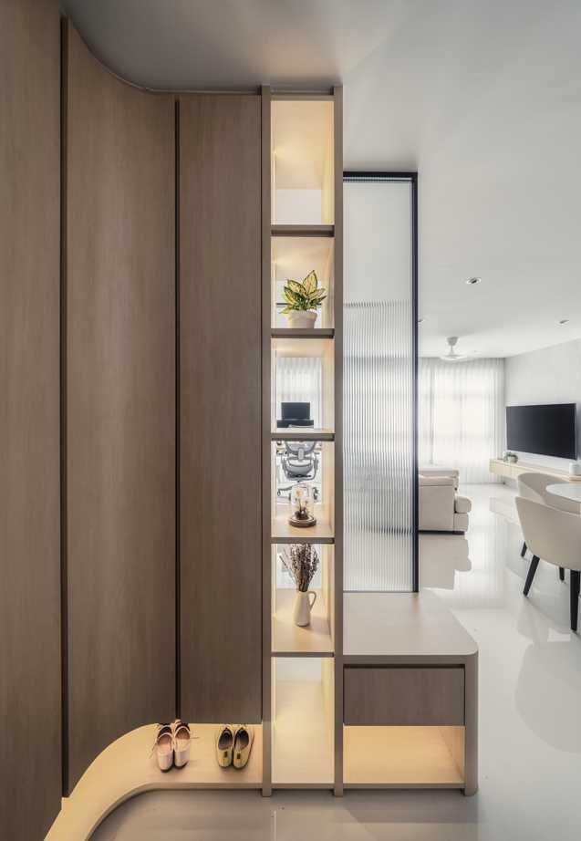 Modern Entryway with Seating Bench and Small Storage