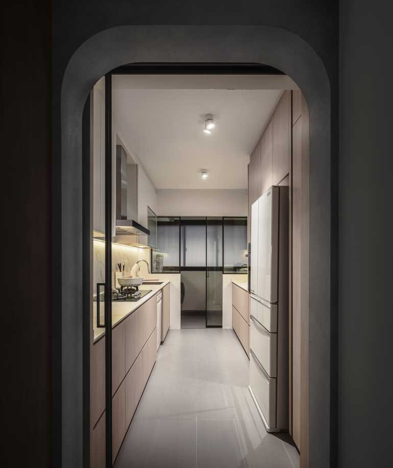 Modern Kitchen with Countertop and Kitchen Window