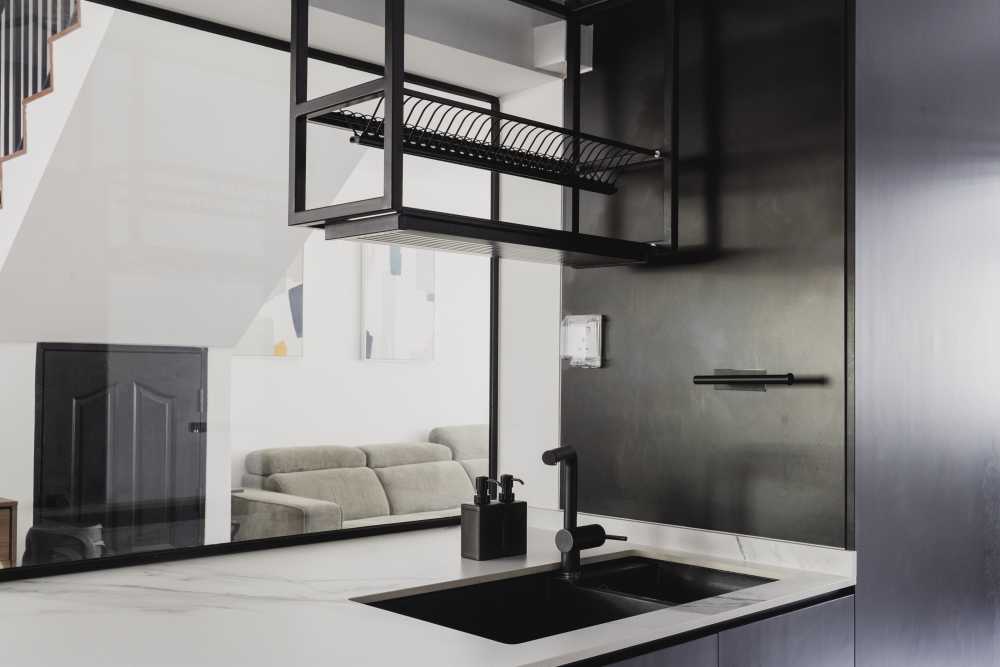 Contemporary Kitchen with Countertop and Kitchen Window