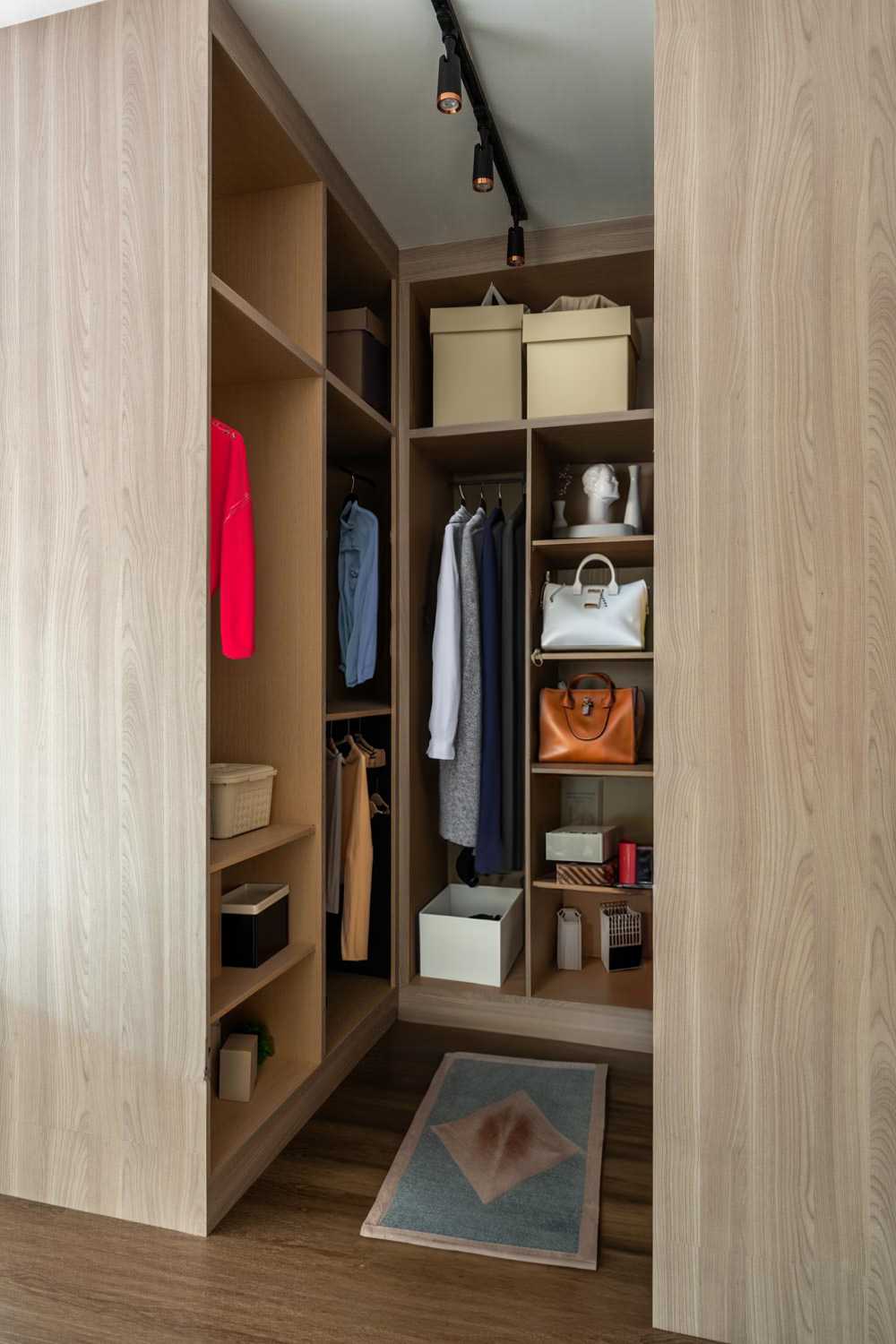 Contemporary Walk-in Wardrobe with Mirror and Wardrobe