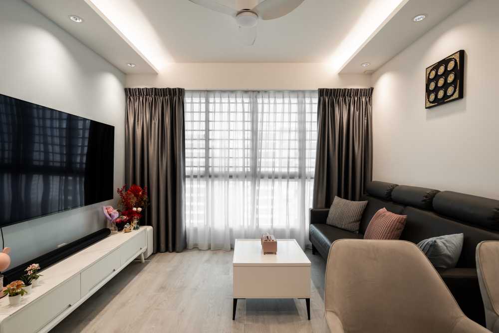 Modern Living Room with Countertop and TV Console