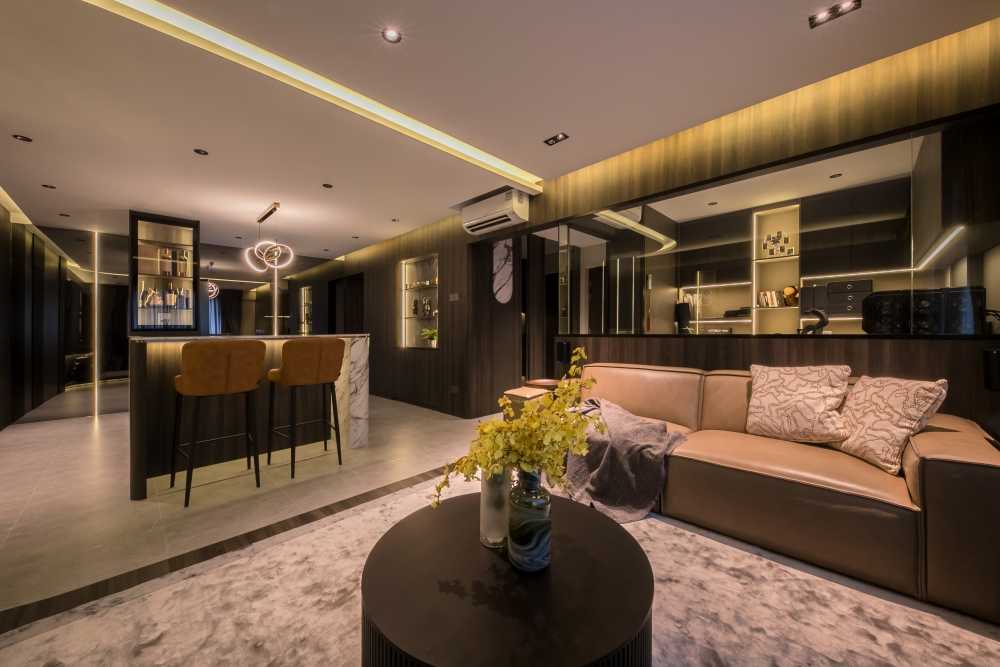 Contemporary Living Room with TV Console and Sofa