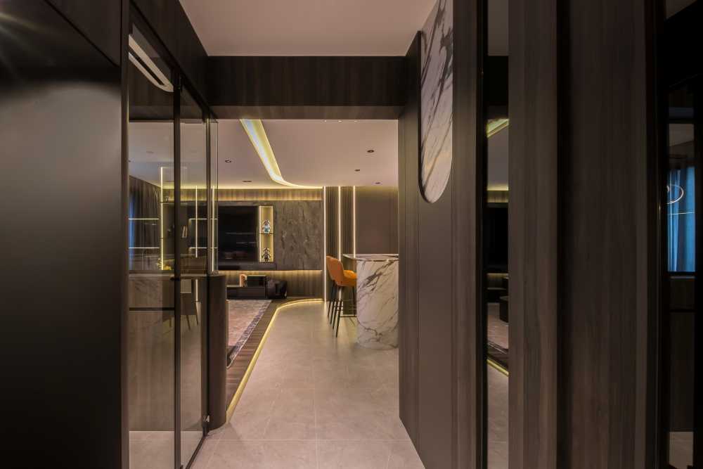 Contemporary Living Room with TV Console and Sofa
