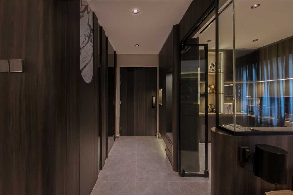 Contemporary Entryway with Seating Bench and Small Storage