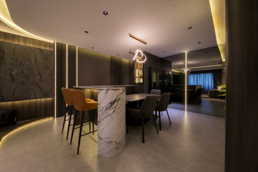 Contemporary Living Room with TV Console and Sofa