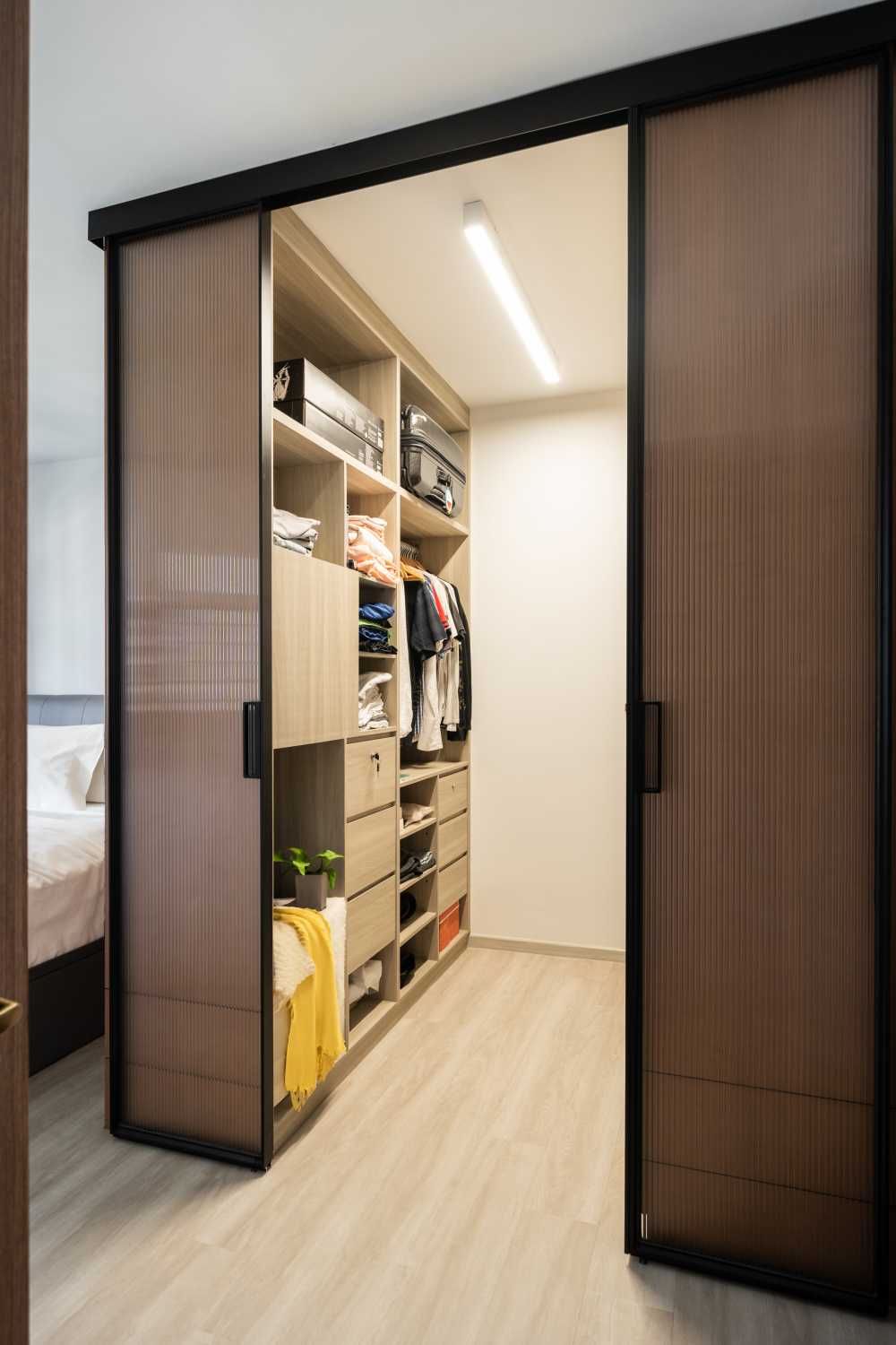 Scandinavian Walk-in Wardrobe with Mirror and Wardrobe