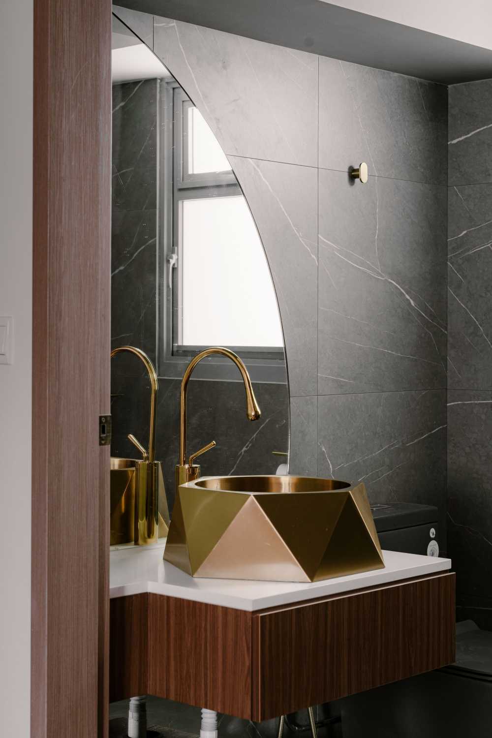 Contemporary Bathroom with Mirror and Bathroom Mirrors