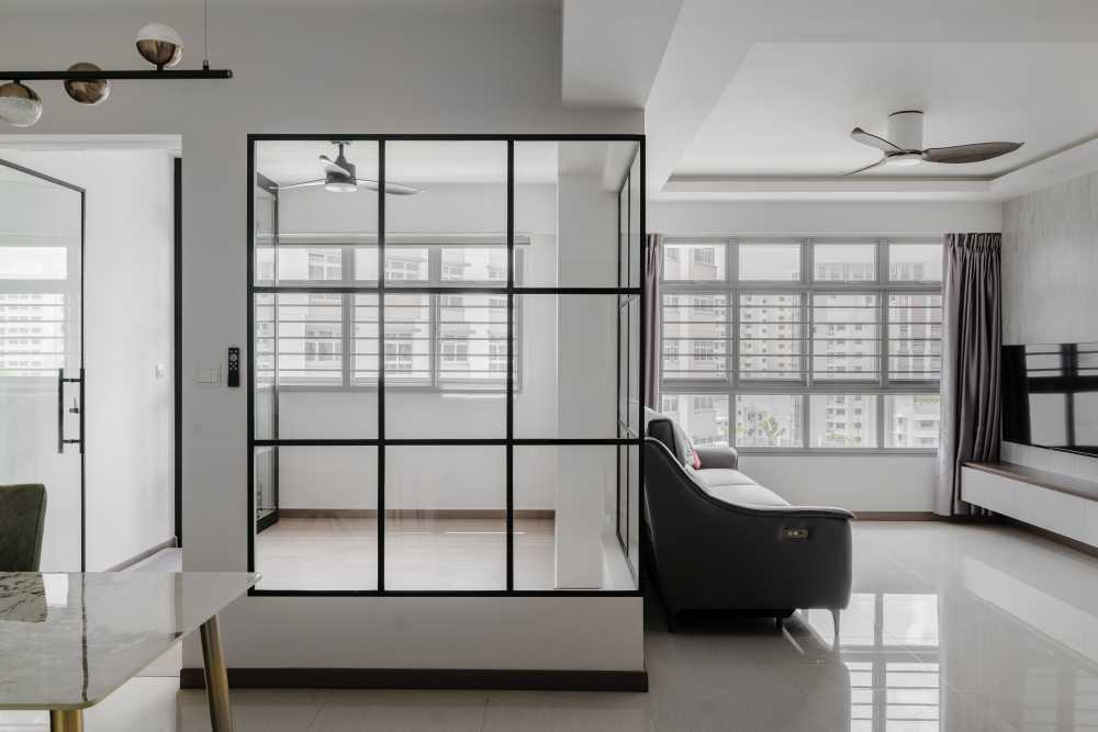 Contemporary Living Room with TV Console and Sofa