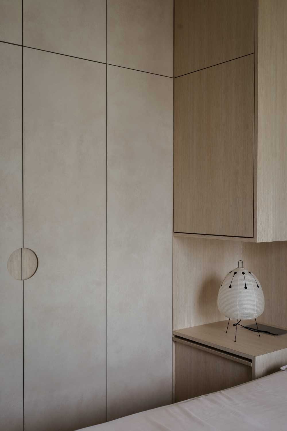 Modern Bedroom with Bookshelf and Vinyl Flooring