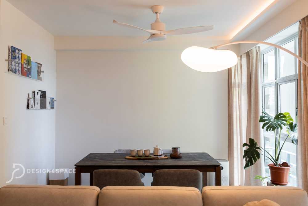 Scandinavian Dining Room with Drop Light and Cove Lighting
