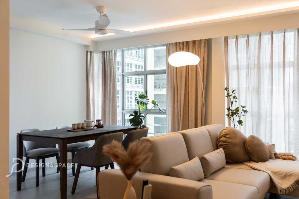 Scandinavian Dining Room with Downlights and Dining Table