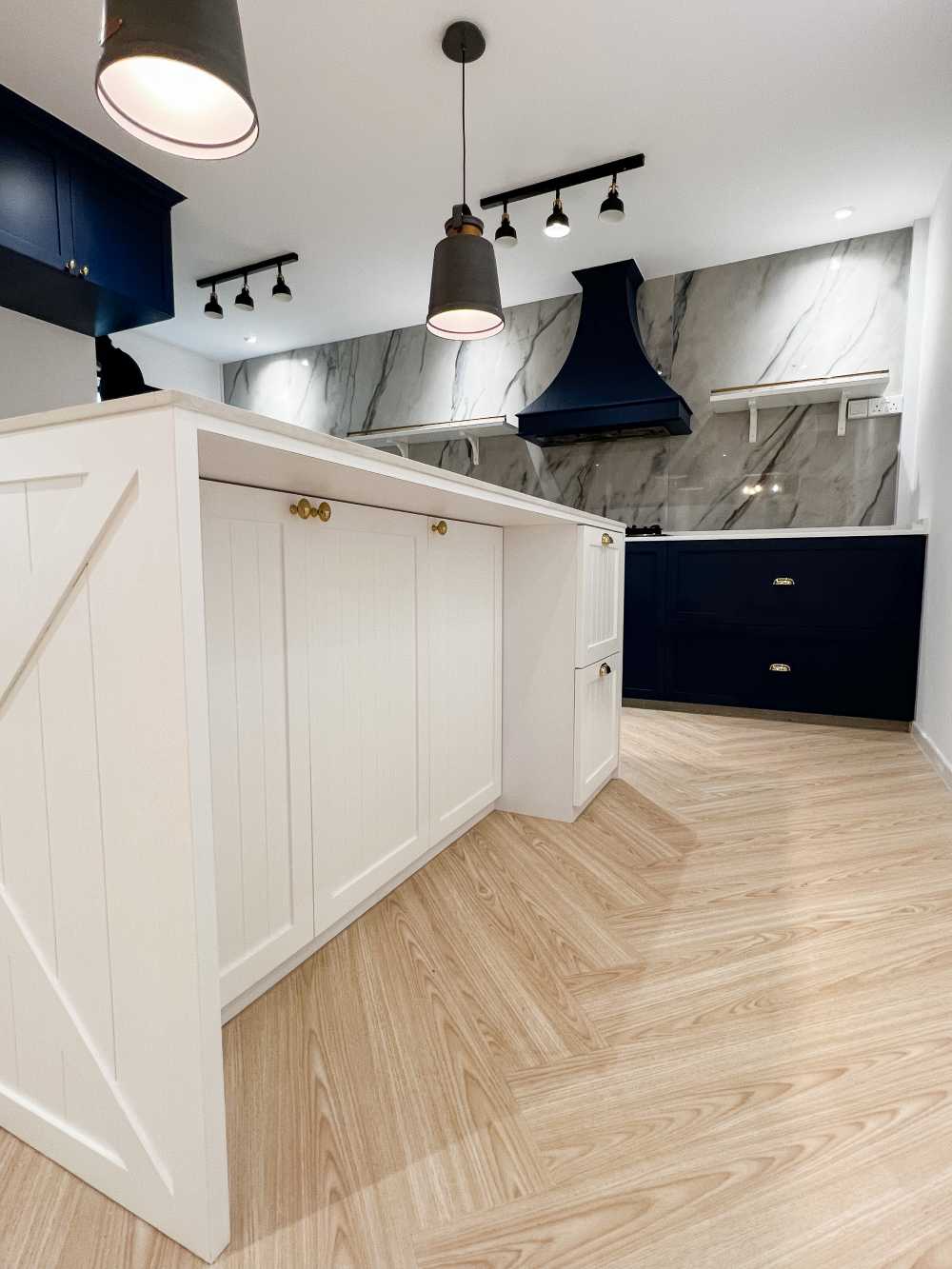 Country Kitchen with Countertop and Vinyl Flooring
