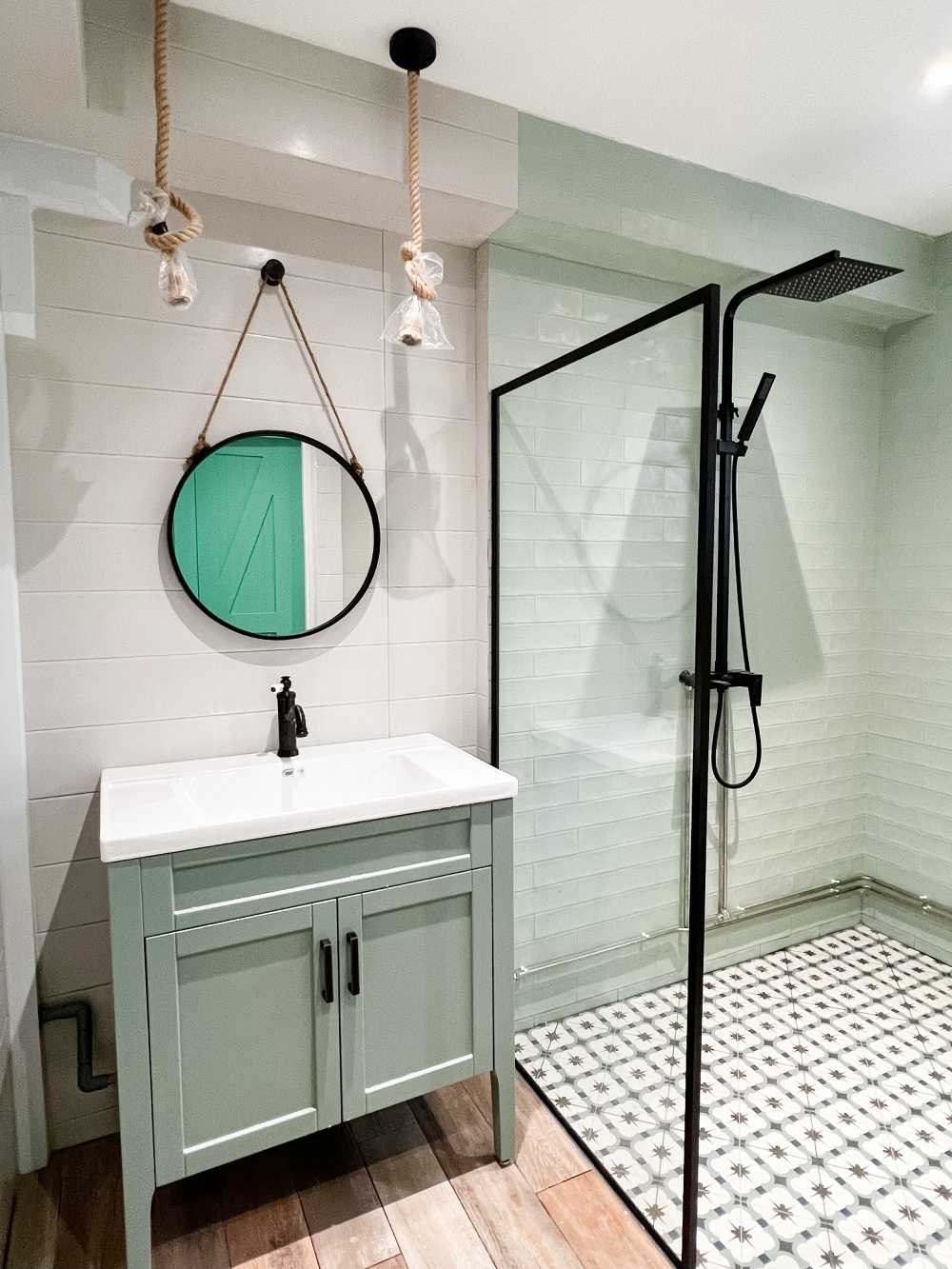 Country Bathroom with Mirror and Shower Screen