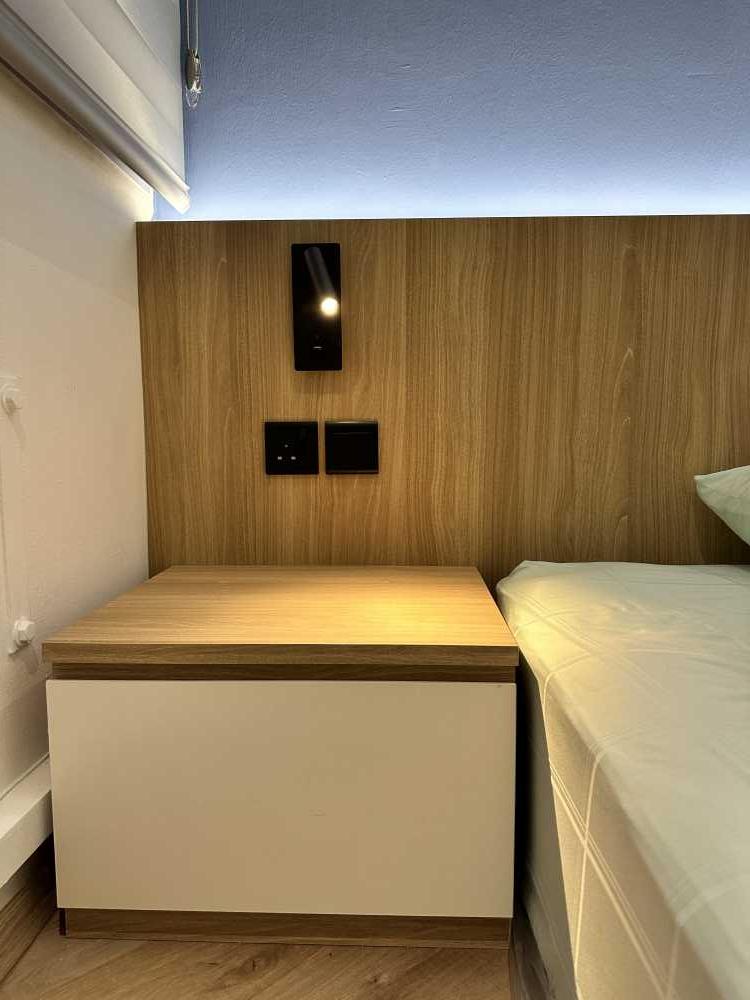 Modern Bedroom with Bedside Table and Small Storage