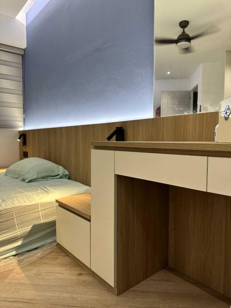 Modern Bedroom with Bedside Table and Storage Cabinets
