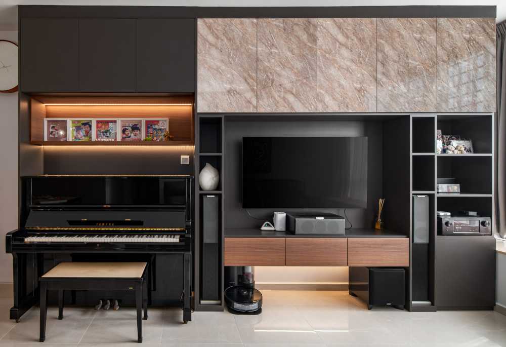 Modern Living Room with TV Console and TV