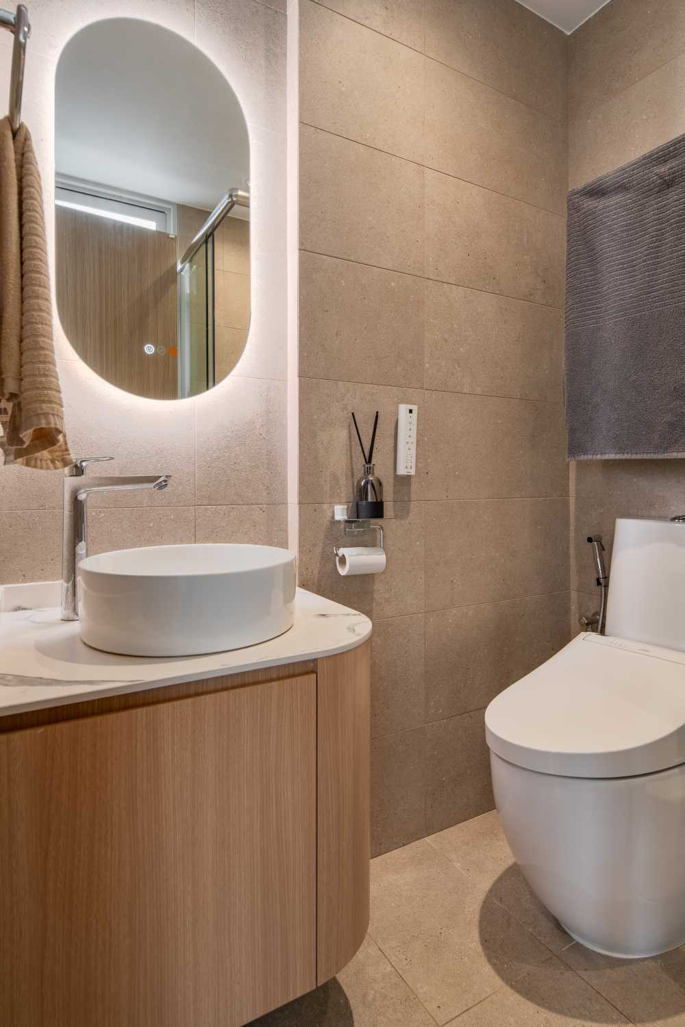 Scandinavian Bathroom with Mirror and Wall Mirror