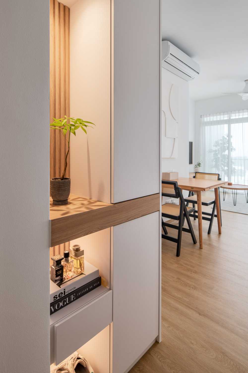 Scandinavian Entryway with Dining Table and Dining Chairs